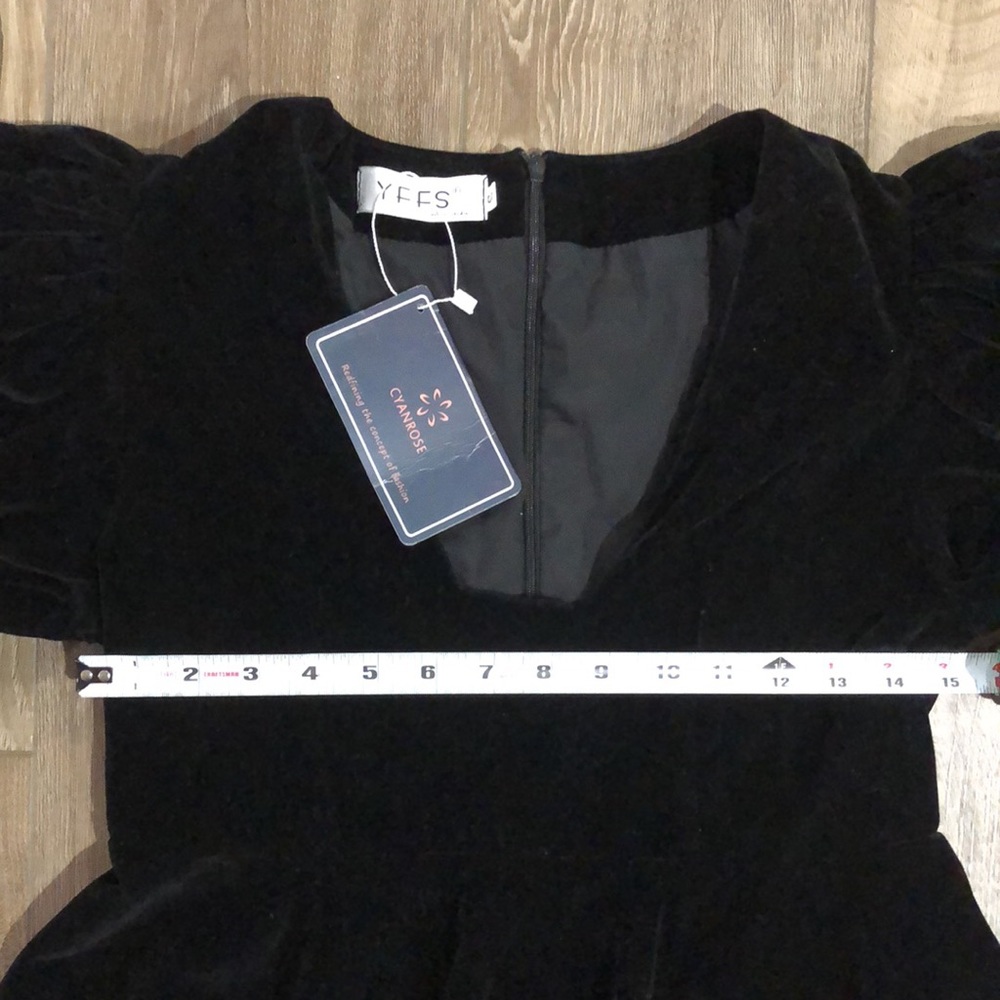 NWT - YFFS Cyanrose Velvet Peplum Mini Dress - Picture 11 of 13